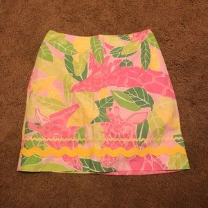 Lily Pulitzer pink and green giraffe skirt